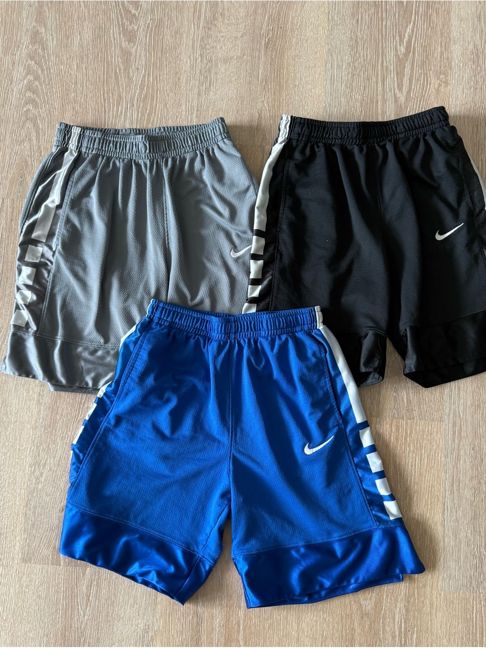 Nike Boy’s Athletic Shorts in Royal Blue, Black, and Gray